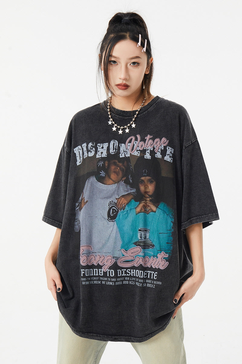 Washed Hiphop Retro T-Shirt - Belle Vestige