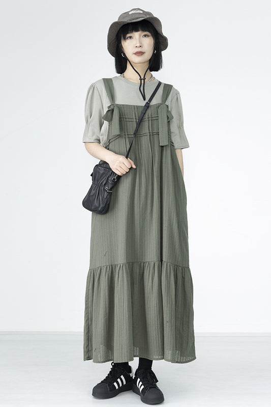 Mint Mambo Pleated Strap Dress Lazy Style Japanese Niche Design - Belle Vestige