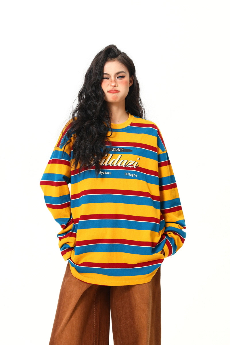 Rainbow Stripe Loose Top - Belle Vestige