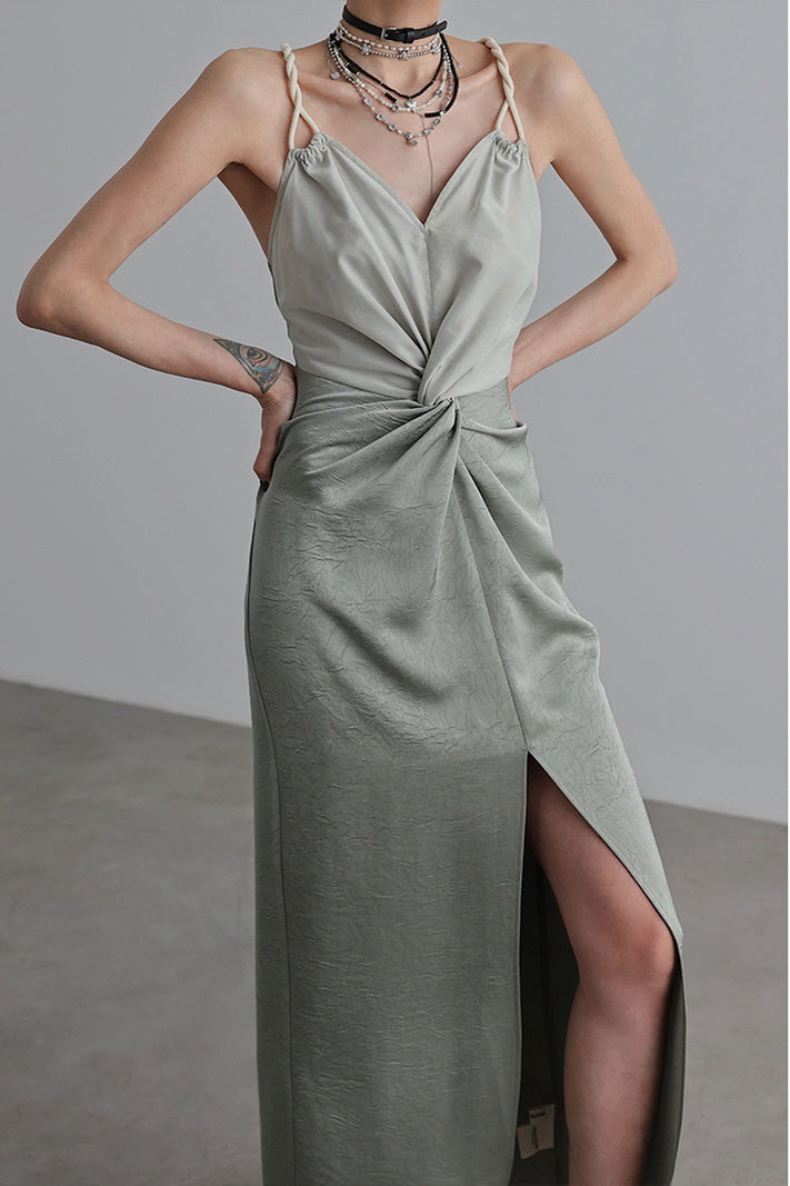 Shirred Double Slip Dress with Refined Accents - Belle Vestige