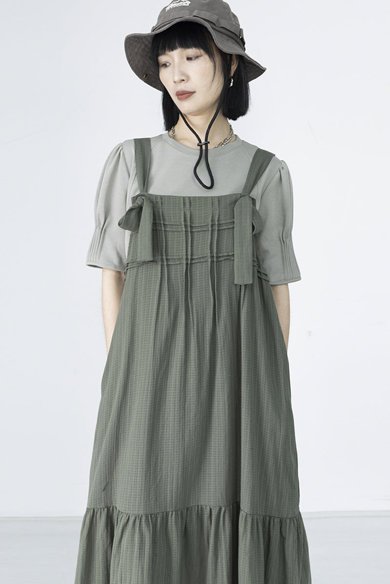 Mint Mambo Pleated Strap Dress Lazy Style Japanese Niche Design - Belle Vestige