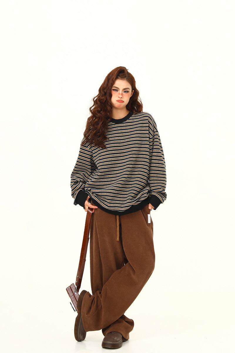 Maillard Stripe Crew Neck Sweatshirt - Belle Vestige