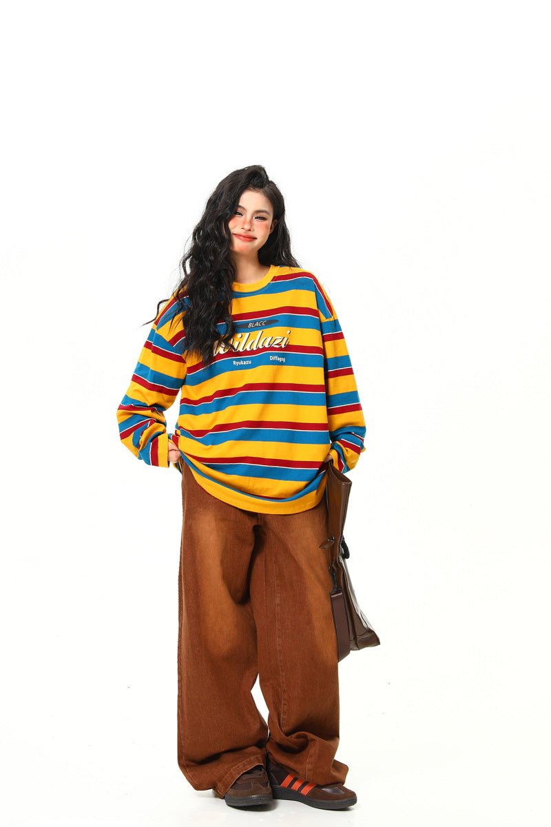 Rainbow Stripe Loose Top - Belle Vestige