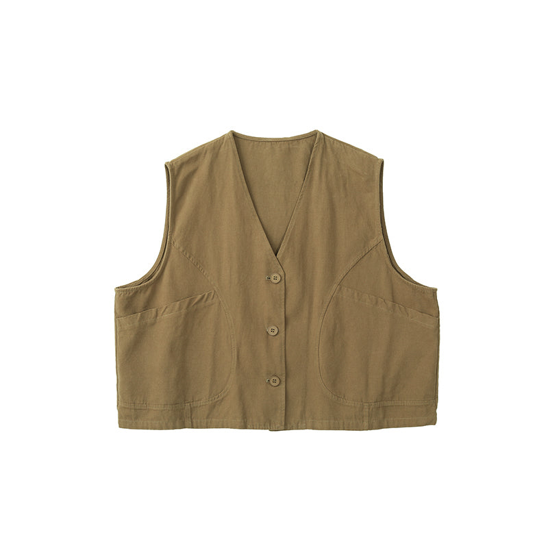 Salt Series Loose Vest Chic Workwear Style Japanese V-Neck Sleeveless Cardigan - Belle Vestige