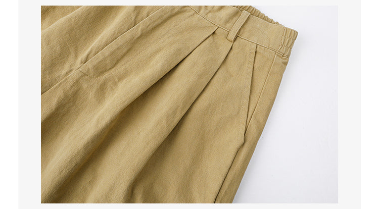 Khaki High-Waisted Wide-Leg Cargo Pants