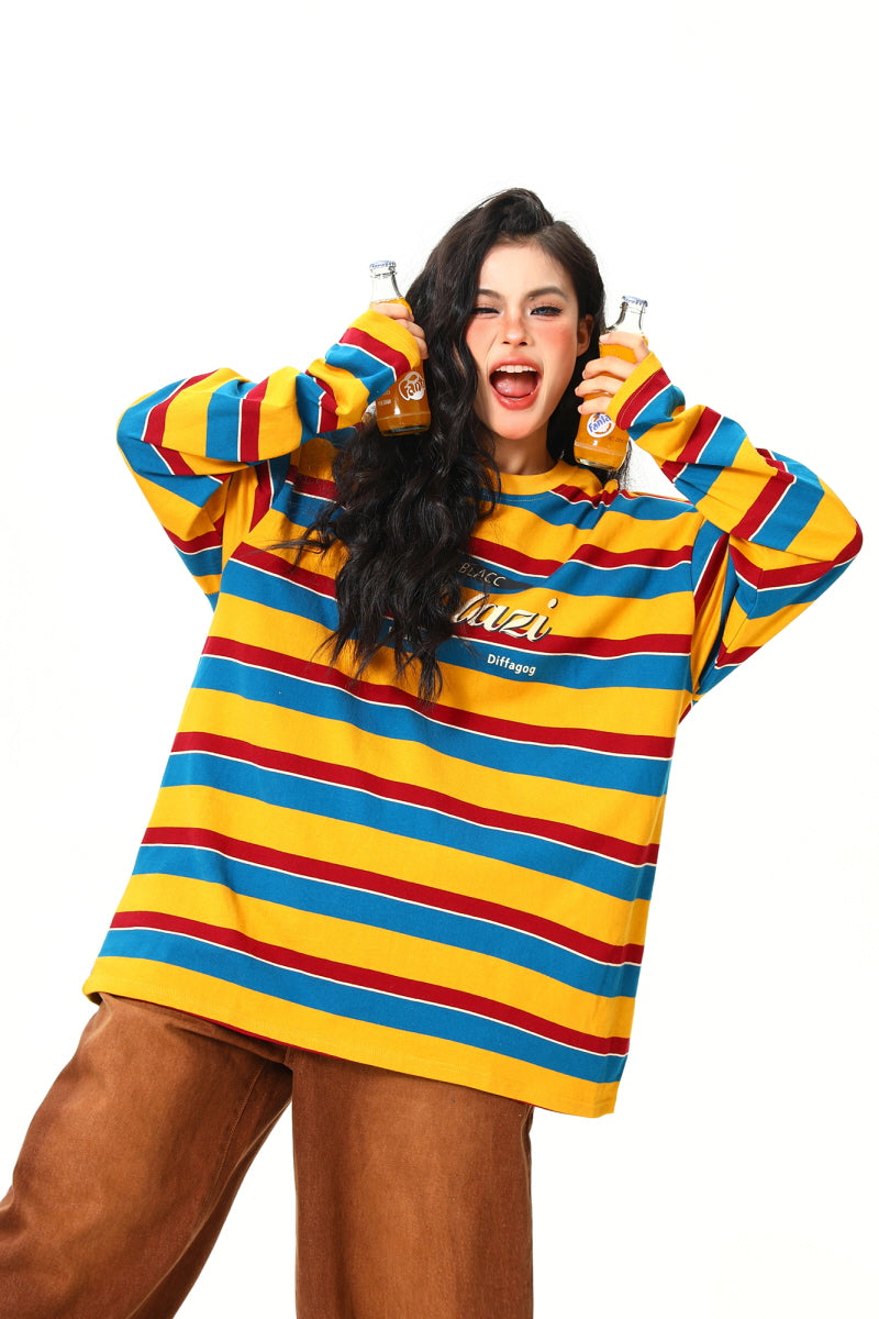 Rainbow Stripe Loose Top - Belle Vestige