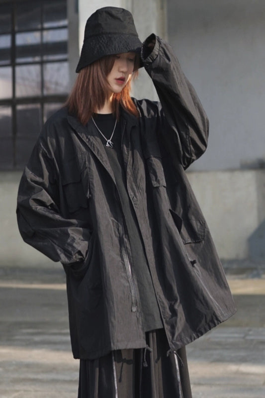 Dark Yamamoto Style Thin Coat Loose Functional Sunscreen Jacket - Belle Vestige