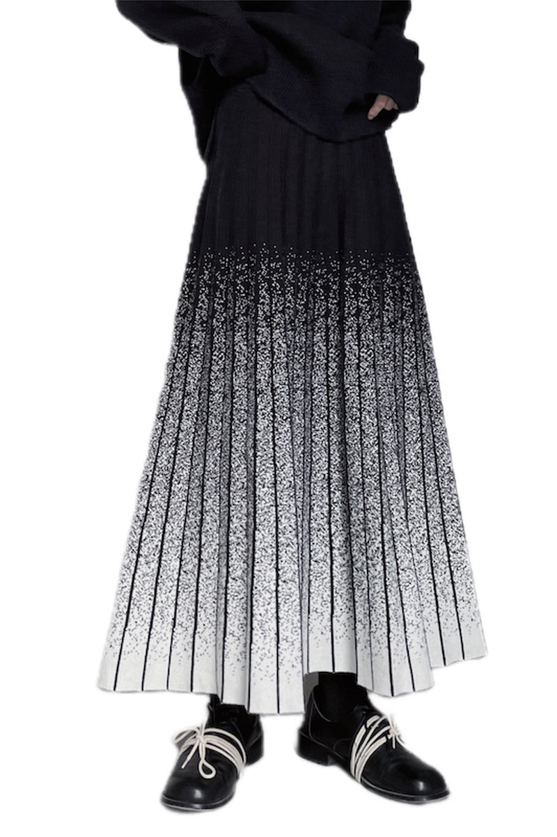 Gradient Knit A-Line Skirt Pleated Design