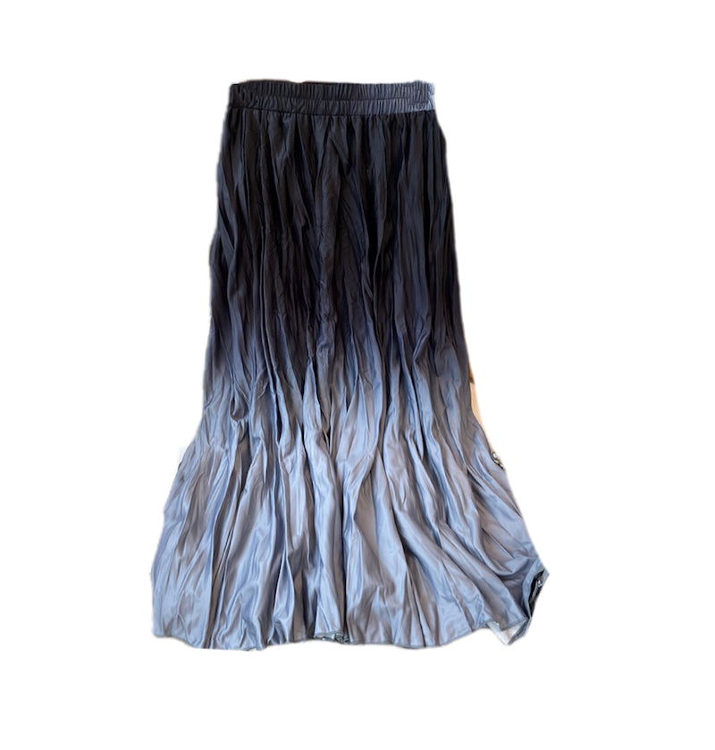 Artistic Smudged Gradient Pleated Skirt High Waist Niche Design Long Skirt - Belle Vestige