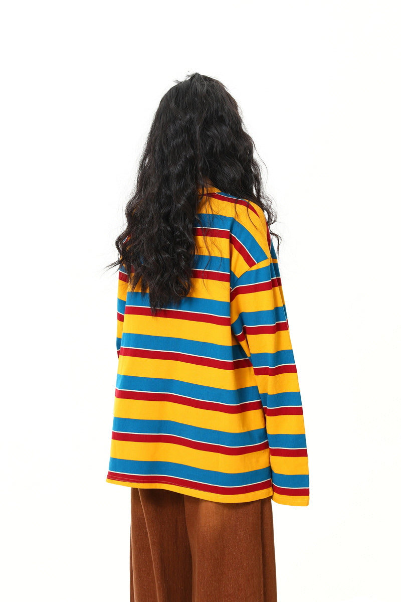 Rainbow Stripe Loose Top - Belle Vestige