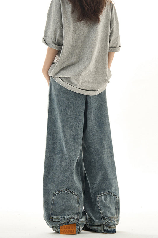 Inverted Jeans Washed Wide-Leg Pants - Belle Vestige