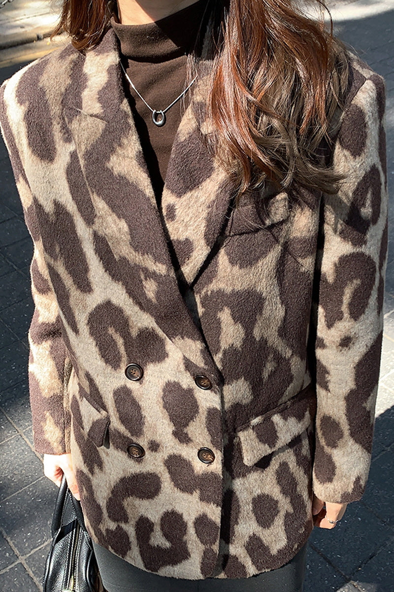 Leopard Print Blazer & Loose Fit with High-End Style - Belle Vestige