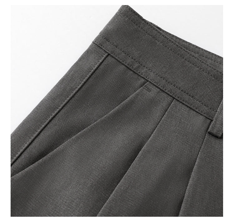 High-Waisted Wide-Leg Pleated Slacks