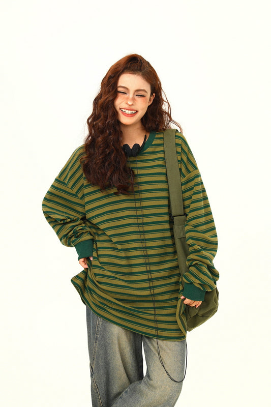 Retro Striped Long Sleeve T-Shirt - Belle Vestige