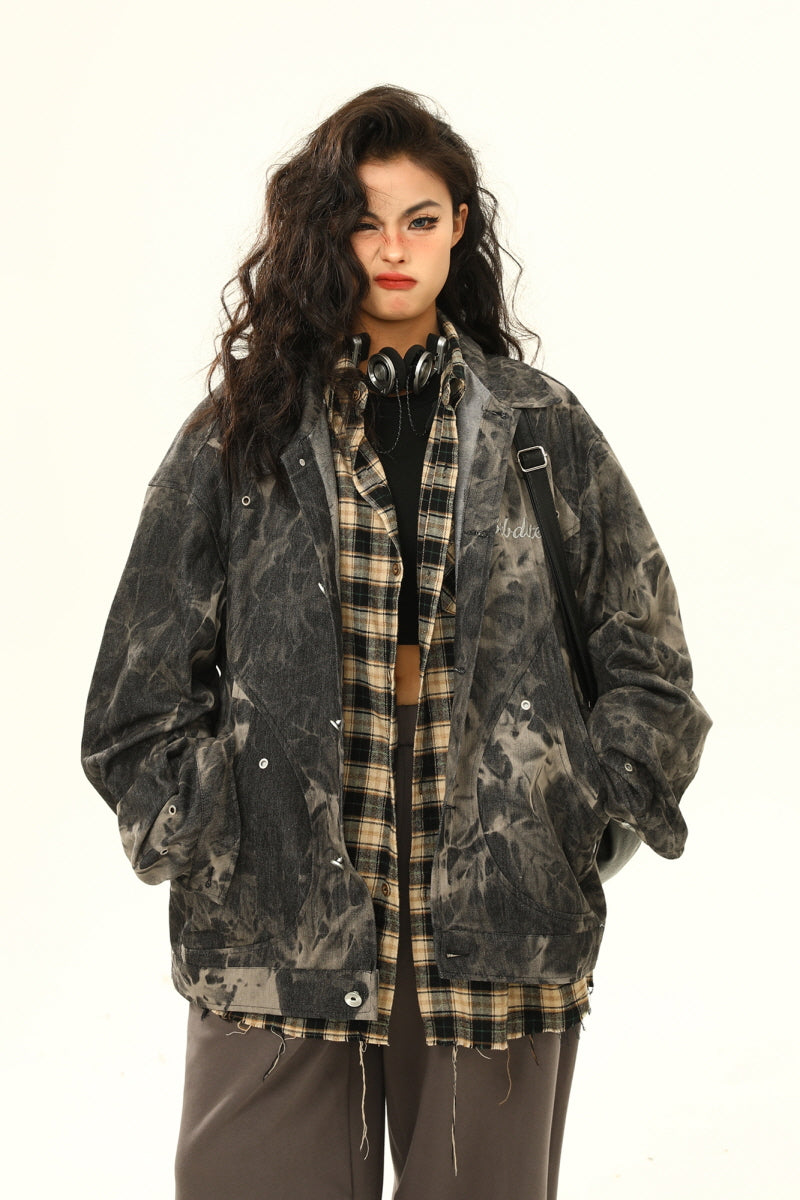 Tie-Dye Denim Loose Jacket - Belle Vestige