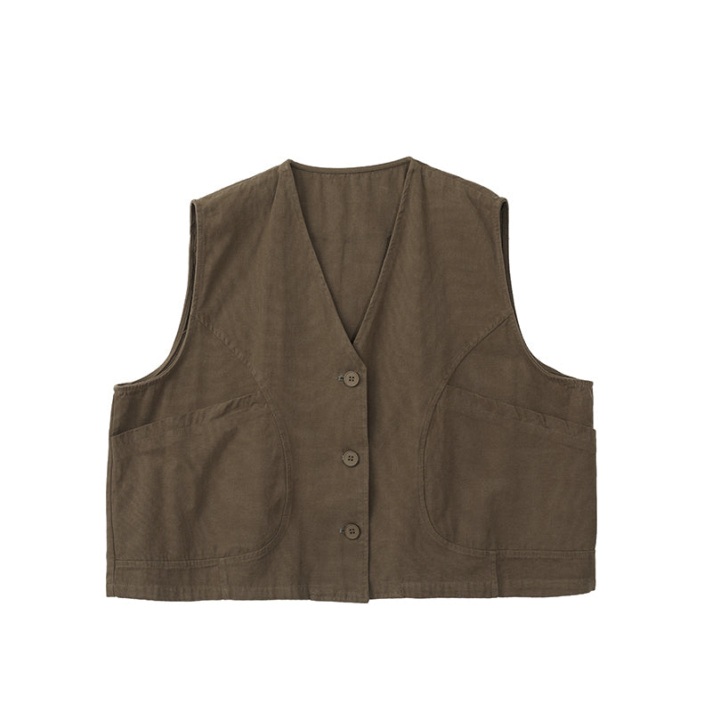 Salt Series Loose Vest Chic Workwear Style Japanese V-Neck Sleeveless Cardigan - Belle Vestige