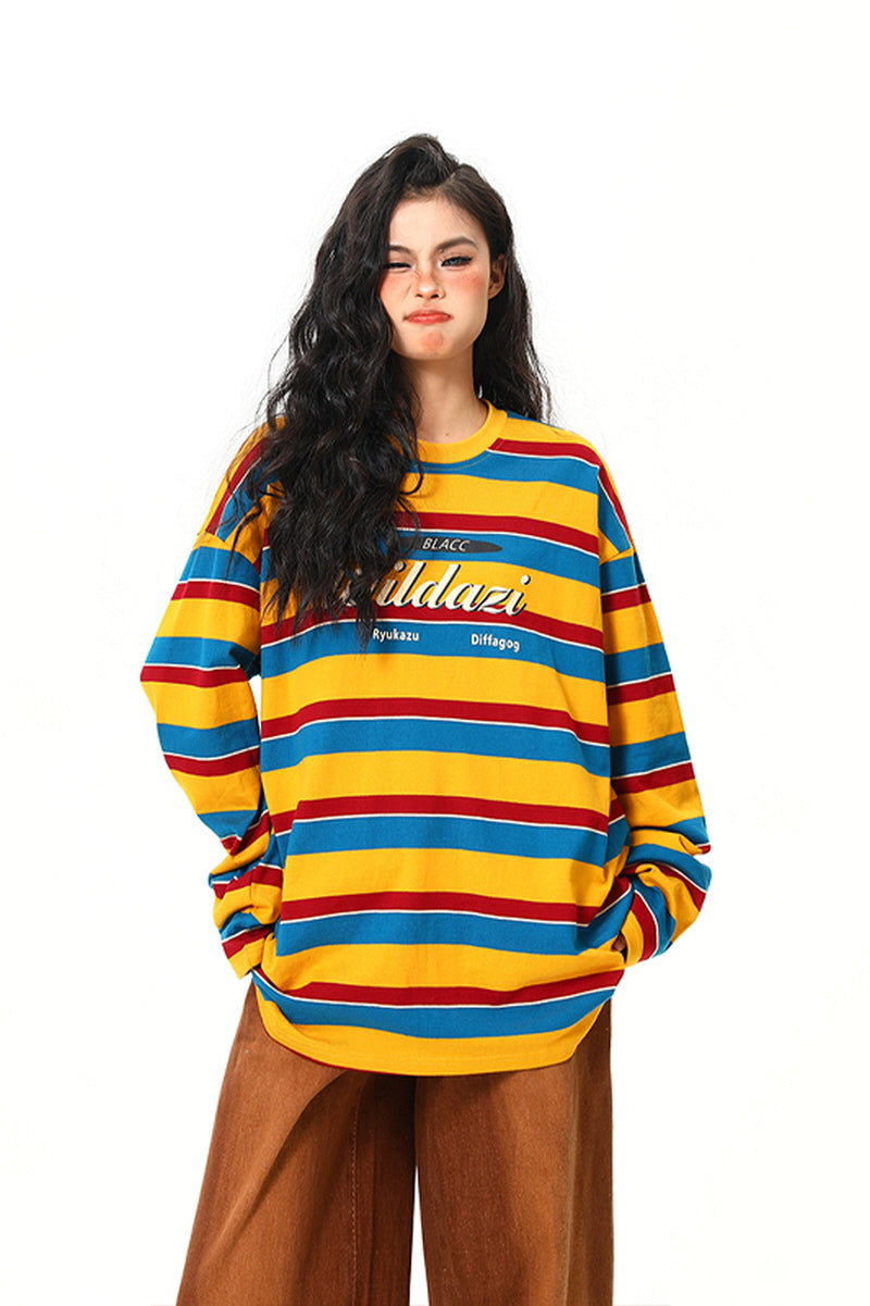 Rainbow Stripe Loose Top - Belle Vestige