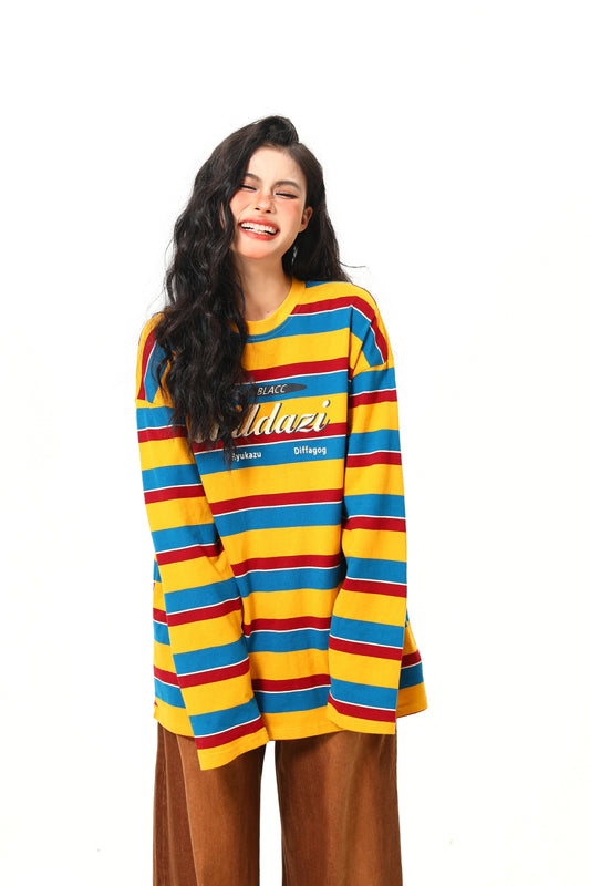 Rainbow Stripe Loose Top - Belle Vestige