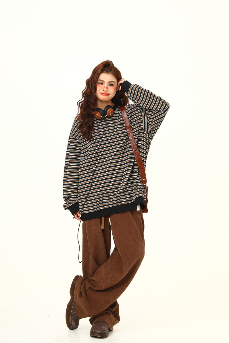 Maillard Stripe Crew Neck Sweatshirt - Belle Vestige