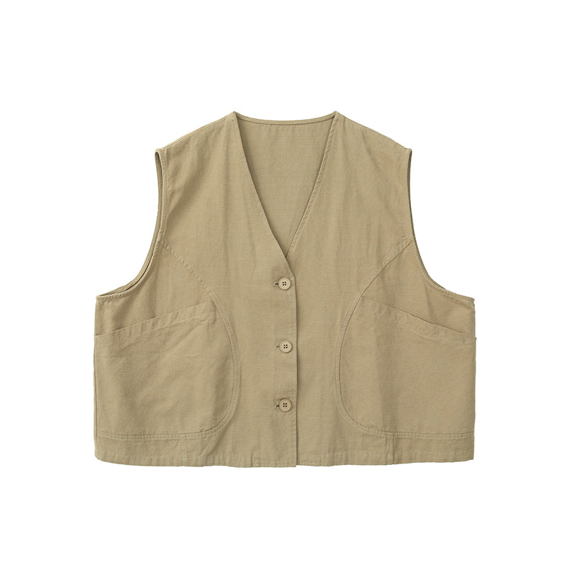 Salt Series Loose Vest Chic Workwear Style Japanese V-Neck Sleeveless Cardigan - Belle Vestige