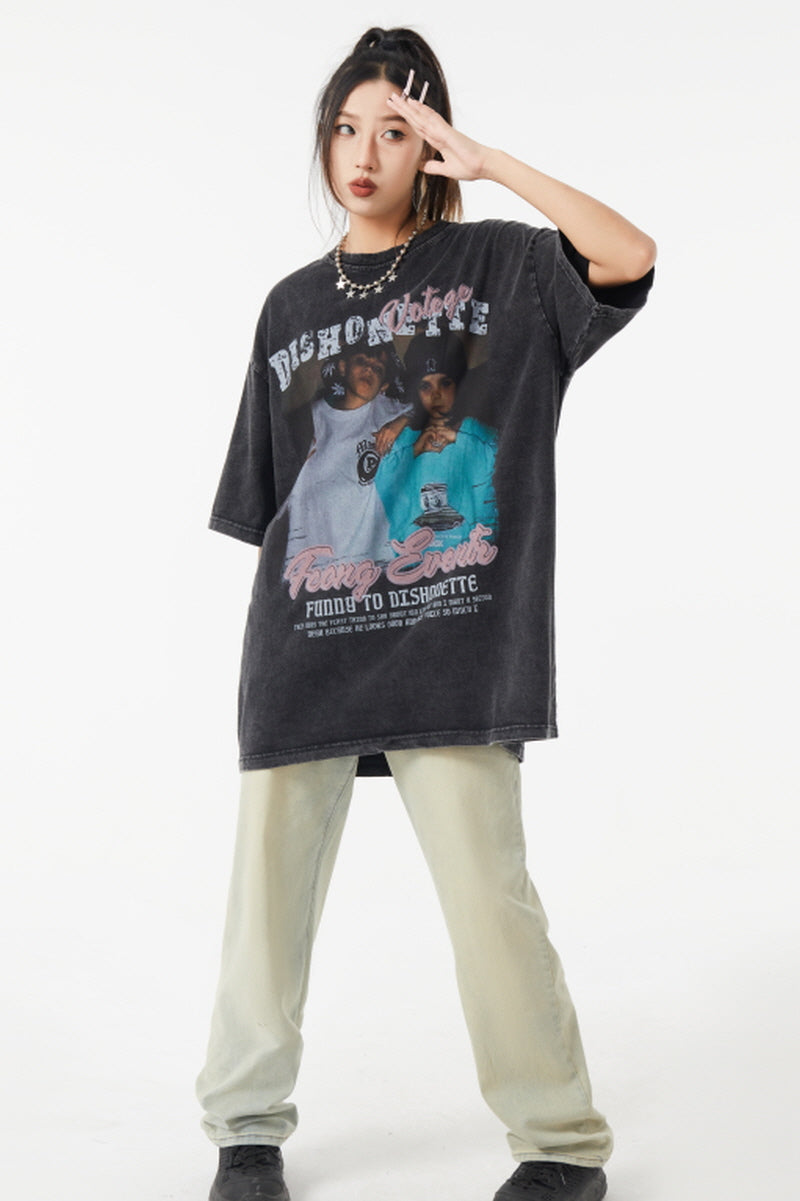 Washed Hiphop Retro T-Shirt - Belle Vestige