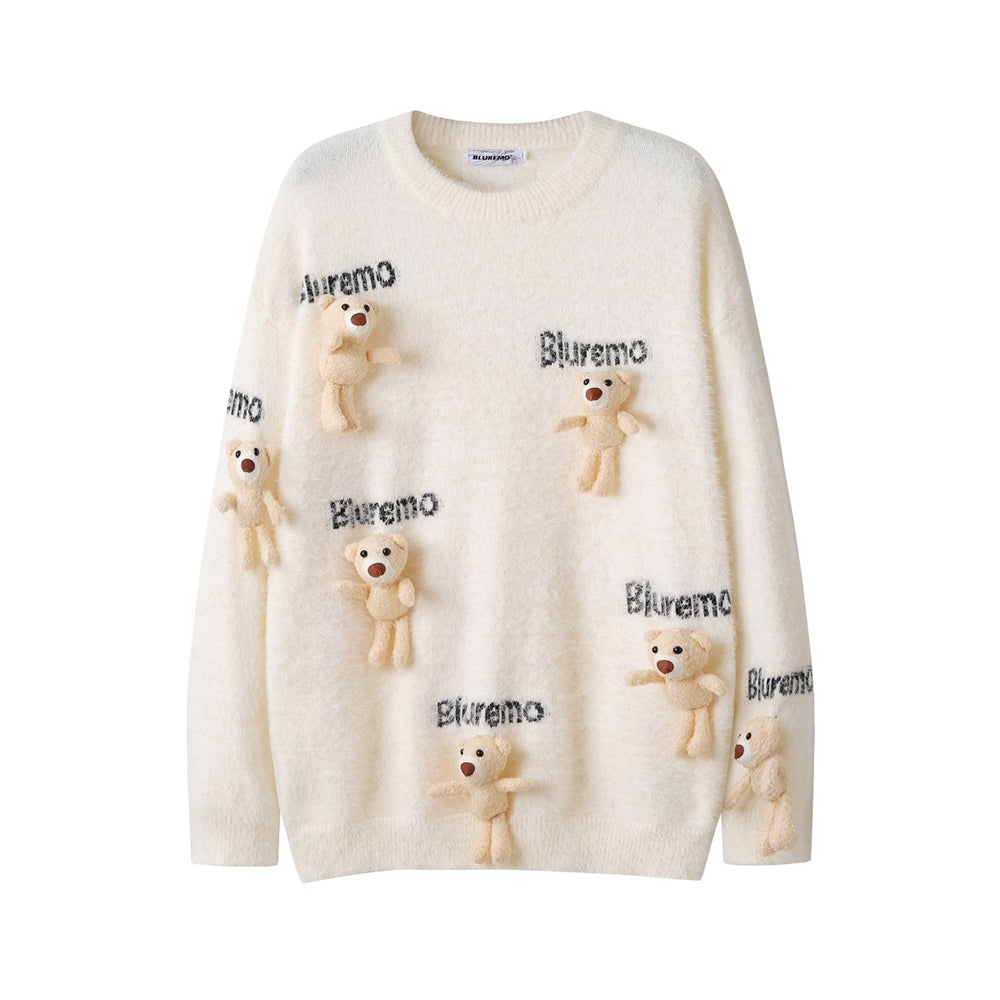 3D Bear Loose Knit Sweater - Belle Vestige