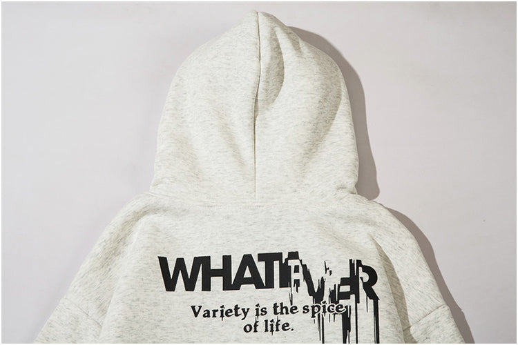 Fuzzy Letter Print Fleece Hooded Sweatshirt - Belle Vestige