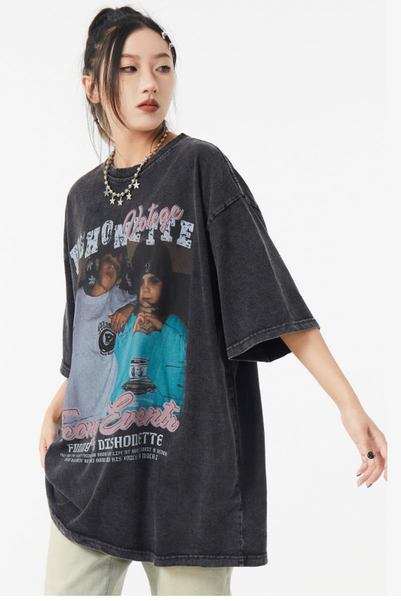 Washed Hiphop Retro T-Shirt - Belle Vestige