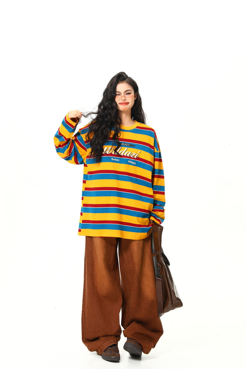 Rainbow Stripe Loose Top - Belle Vestige