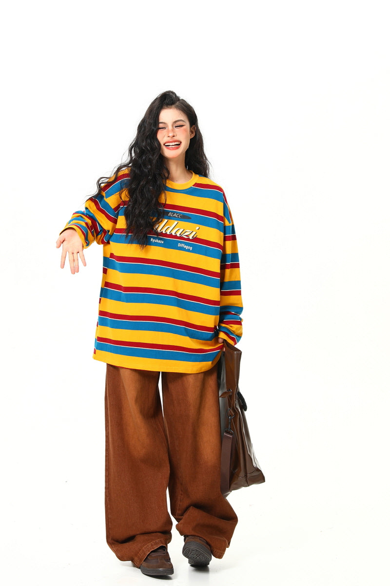 Rainbow Stripe Loose Top - Belle Vestige