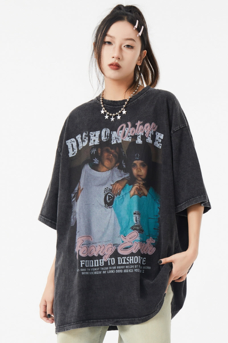 Washed Hiphop Retro T-Shirt - Belle Vestige