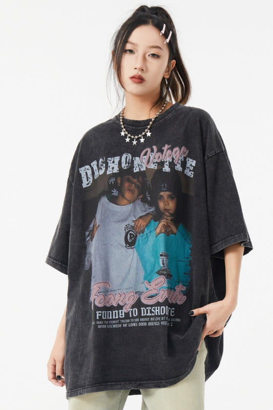 Washed Hiphop Retro T-Shirt - Belle Vestige