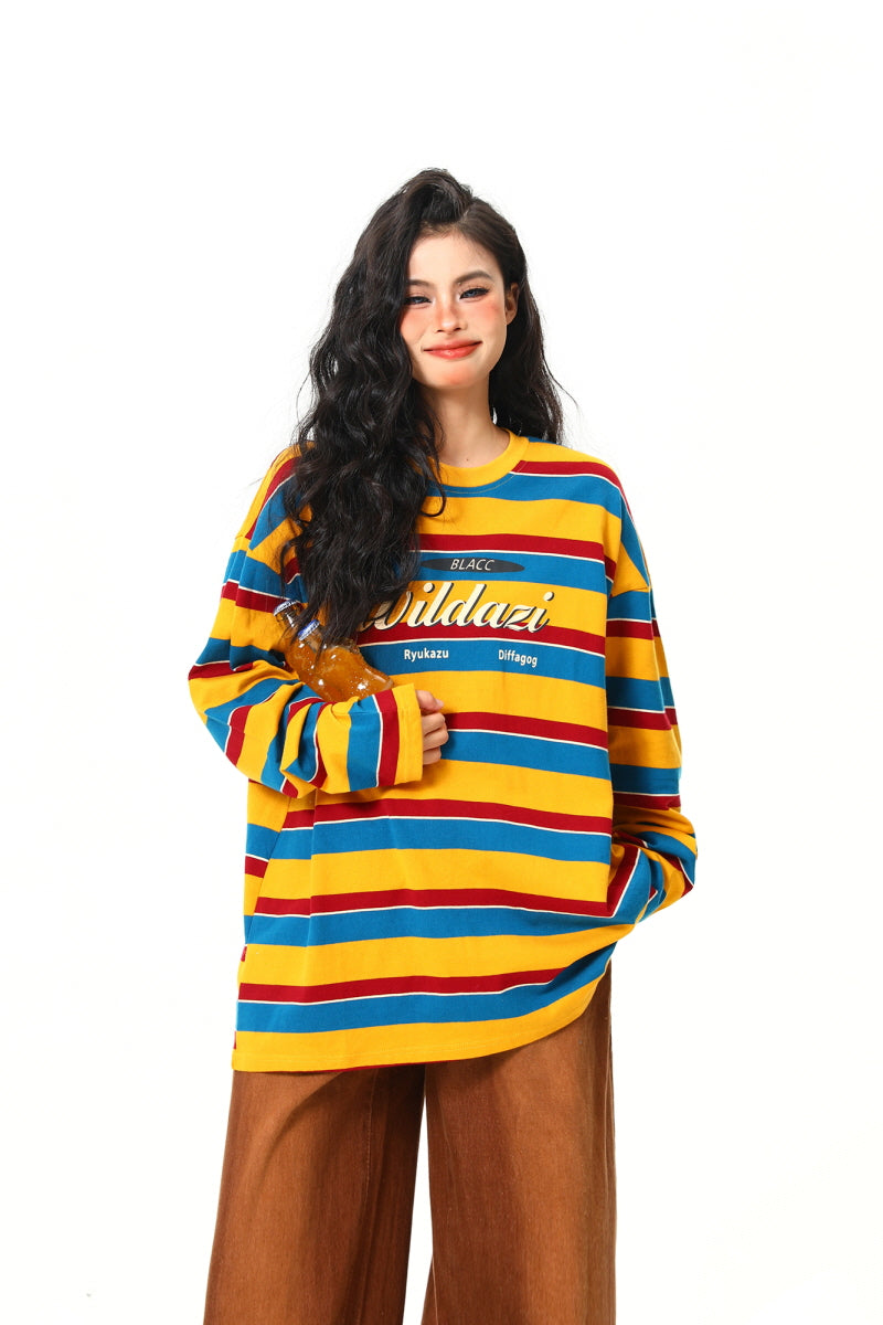 Rainbow Stripe Loose Top - Belle Vestige