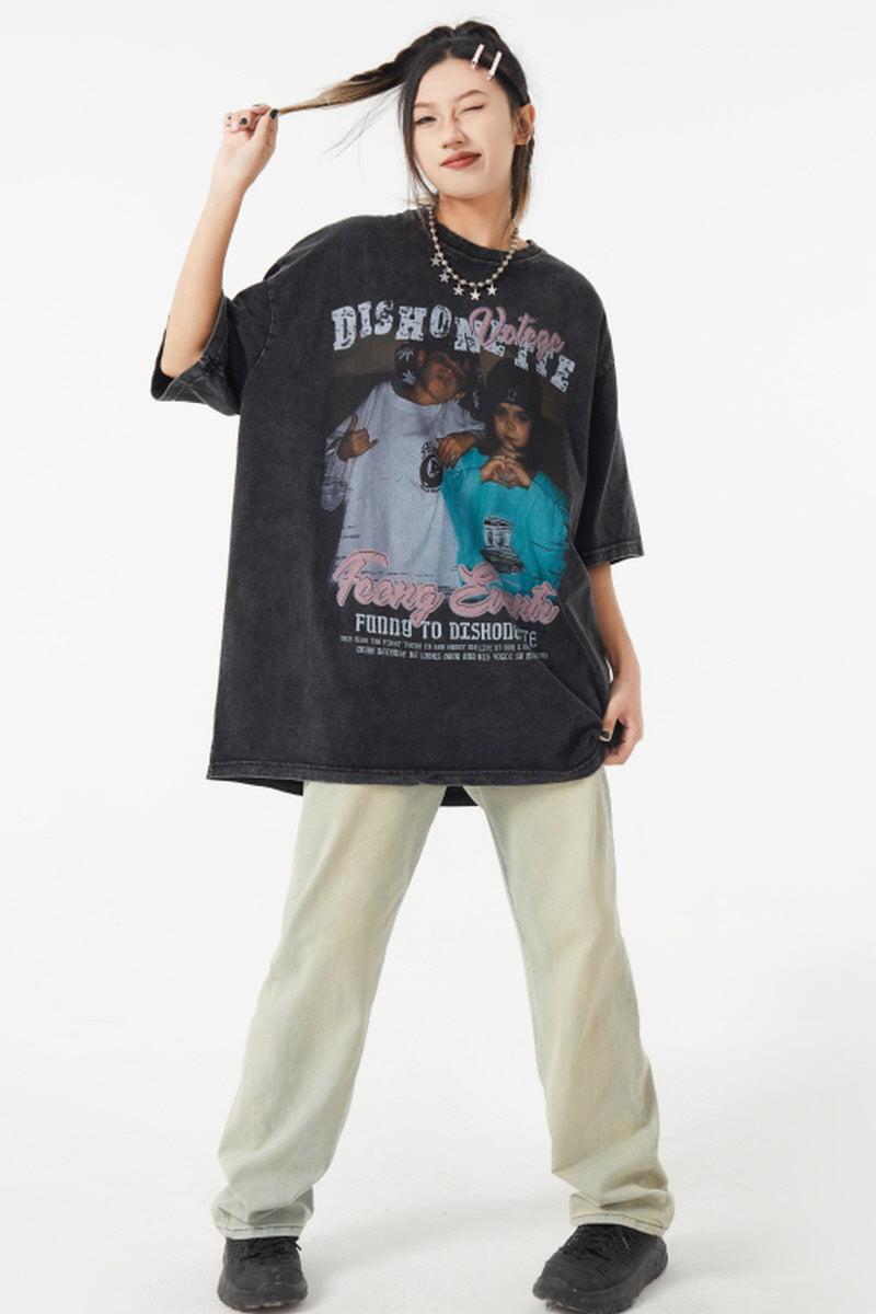 Washed Hiphop Retro T-Shirt - Belle Vestige