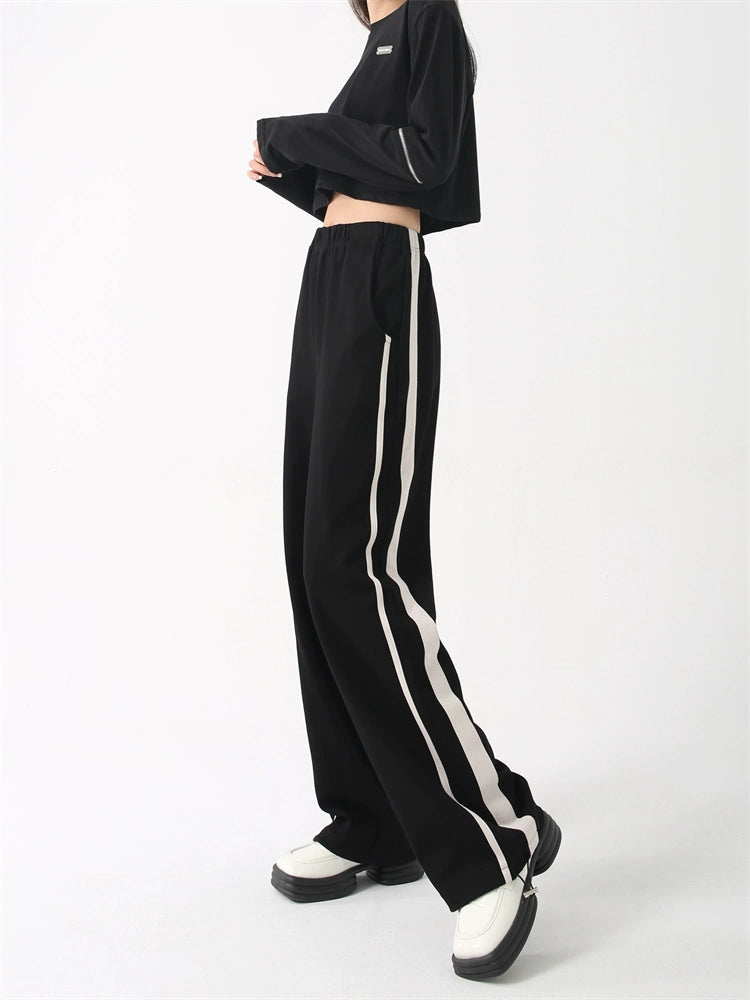 Striped Sweatpants & Wide-Leg Straight Casual Pants - Belle Vestige