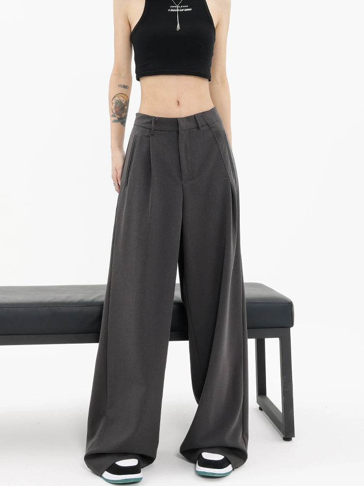 Straight Suit Pants & Loose Draped Wide-Leg Casual Design - Belle Vestige